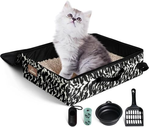 LIOOPET Portable Litter Box with Lid, Leak-Proof Collapsible Cat Litter Box Great for Travel Hotel Stays and Road Trip (18x14x5.5 Inches) in Kuwait