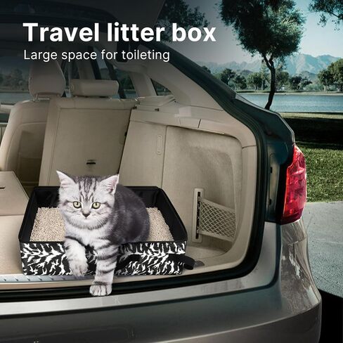 LIOOPET Portable Litter Box with Lid, Leak-Proof Collapsible Cat Litter Box Great for Travel Hotel Stays and Road Trip (18x14x5.5 Inches) in Kuwait