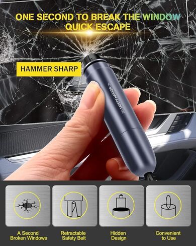 Emergency Car Seatbelt Cutter and Glass Window Breaker,2-in-1 Portable Multifunctional Safety Kit Hammer and Escape Rescue Car Window Punch Breaker Tool with Tempered Glass (2PCS) in Kuwait