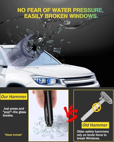 Emergency Car Seatbelt Cutter and Glass Window Breaker,2-in-1 Portable Multifunctional Safety Kit Hammer and Escape Rescue Car Window Punch Breaker Tool with Tempered Glass (2PCS) in Kuwait