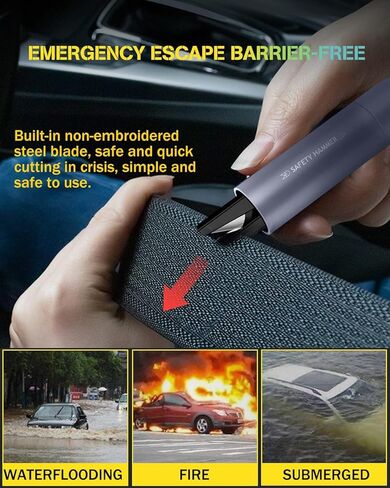 Emergency Car Seatbelt Cutter and Glass Window Breaker,2-in-1 Portable Multifunctional Safety Kit Hammer and Escape Rescue Car Window Punch Breaker Tool with Tempered Glass (2PCS) in Kuwait