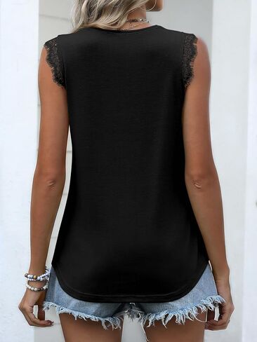 ANRABESS Womens Lace Trim Tank Tops V Neck Sleeveless Shirts 2025 Summer Casual Trendy Dressy Cami Top in Saudi Arabia