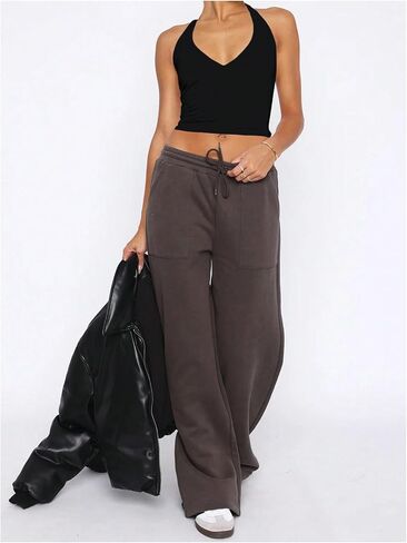 Soly Hux Women's Y2K Halter Crop Tops v Neck Olcyfeless Backless Out Out Slim Fit Tops in Kuwait