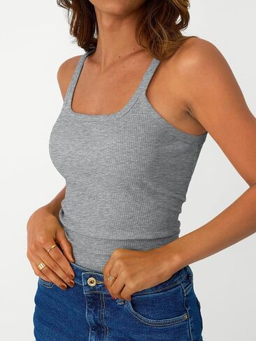 SUNBS Tank Tops for Women Ribbed Spaghetti Strap Camisole Racerback Summer Workout Tops Trendy Clothes Going Out 2025 3Pack in Kuwait