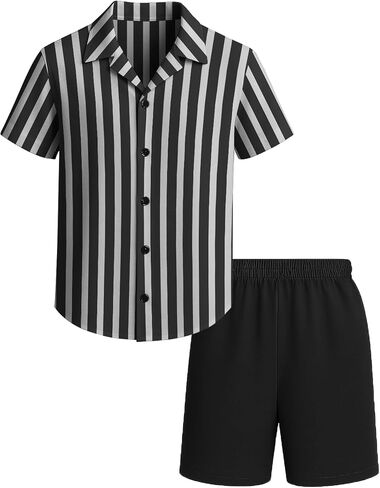 Weecreeture Boys Summer 2 Piece Outfits – Short Sleeve Button Down Shirt & Shorts Set Casual Beach, Vacation, Spring, Travel in Saudi Arabia