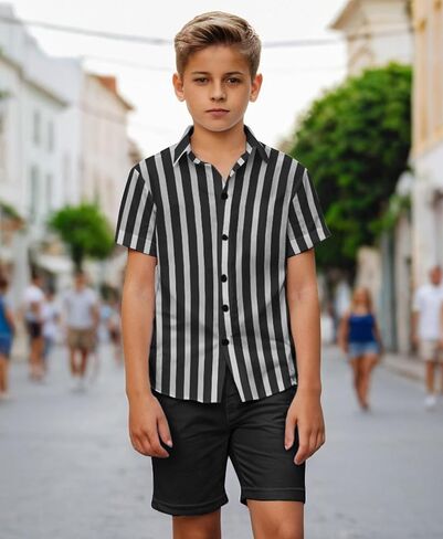 Weecreeture Boys Summer 2 Piece Outfits – Short Sleeve Button Down Shirt & Shorts Set Casual Beach, Vacation, Spring, Travel in Saudi Arabia