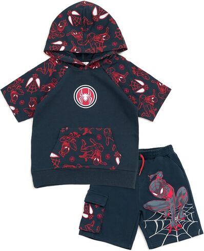 Marvel Spider-Man French Terry Pullover Hoodie and Shorts Toddler to Big Kid Sizes (2T - 18-20) in Kuwait