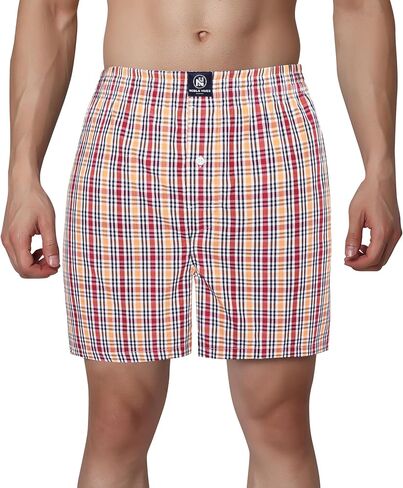 Men's Boxer Shorts, Comfortable Cotton Boxers, 100% Cotton Checks Multicolor Boxers For Men, Multi Pack in Saudi Arabia