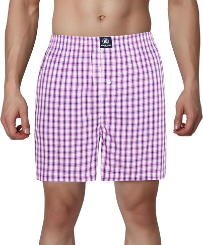 Men's Boxer Shorts, Comfortable Cotton Boxers, 100% Cotton Checks Multicolor Boxers For Men, Multi Pack in Saudi Arabia