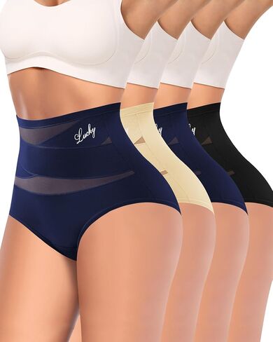 Women's Underwear 4 Pack High Waisted No Muffin Top Tummy Control Ladies Panties Postpartum Briefs Full Coverage in Kuwait