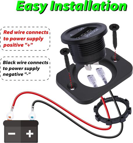 Car Battery Voltage Meter, Waterproof DC 12V 24V Digital Volt Meter, 12v Battery Monitor with LED Digital Display, Round Voltage Gauge for Car Truck RV ATV Boat Marine (Green Light) in Saudi Arabia