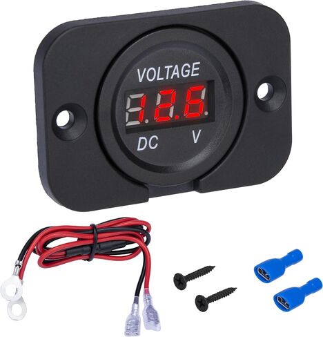 Car Battery Voltage Meter, Waterproof DC 12V 24V Digital Volt Meter, 12v Battery Monitor with LED Digital Display, Round Voltage Gauge for Car Truck RV ATV Boat Marine (Green Light) in Saudi Arabia
