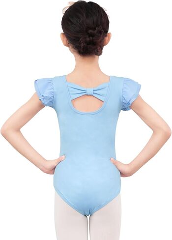 Ballet Leotards for Girls, Flutter Sleeve Girls Dance Leotard with Bow Tie for Ballet, Gymnastics in Saudi Arabia