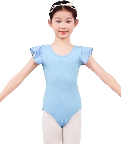 Ballet Leotards for Girls, Flutter Sleeve Girls Dance Leotard with Bow Tie for Ballet, Gymnastics in Saudi Arabia