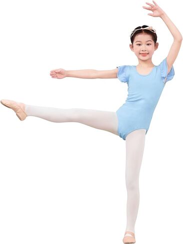 Ballet Leotards for Girls, Flutter Sleeve Girls Dance Leotard with Bow Tie for Ballet, Gymnastics in Saudi Arabia