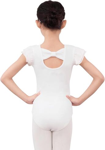 Ballet Leotards for Girls, Flutter Sleeve Girls Dance Leotard with Bow Tie for Ballet, Gymnastics in Saudi Arabia