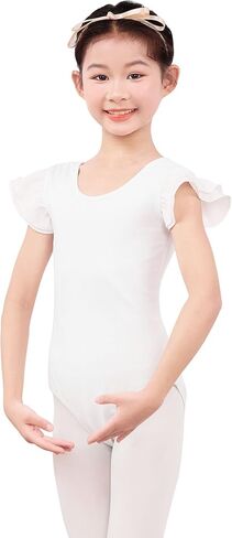 Ballet Leotards for Girls, Flutter Sleeve Girls Dance Leotard with Bow Tie for Ballet, Gymnastics in Saudi Arabia