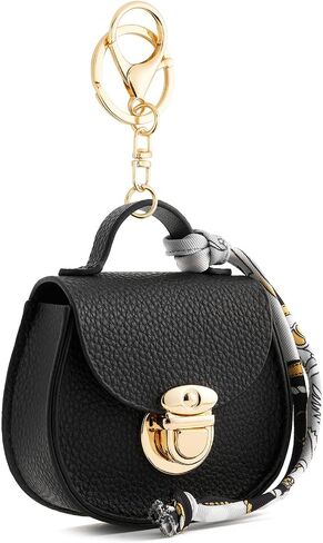 WOZEAH Mini Backpack Keychain for Women,Small Change Pouch Coin Purse Snap Button with Key Headset Bag（Black） in Saudi Arabia