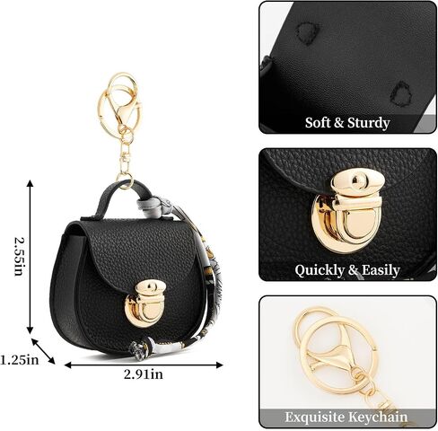 WOZEAH Mini Backpack Keychain for Women,Small Change Pouch Coin Purse Snap Button with Key Headset Bag（Black） in Saudi Arabia
