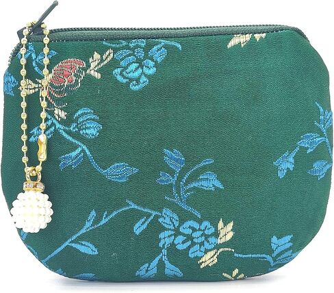 Handmade Women Coin Purse Silk Rosary Bag Jewelry Pouch Brocade Zipper Wallet - Pink in Saudi Arabia