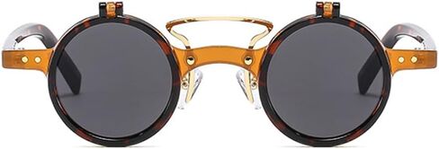 Hylle Retro Flip-Up Round Goggles Seampunk Sunglasses for Men Women 90s Style in Kuwait