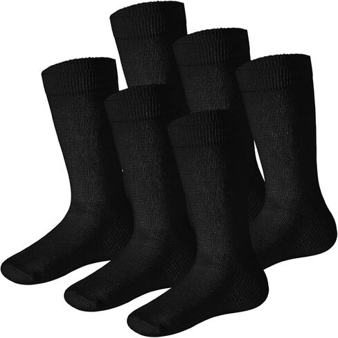 Debra Weitzner Kids Cotton Socks 4-12 Years Boys & Girls - Black and White Soft Kids Crew Socks Seamless Toe - 6 Pairs in Kuwait