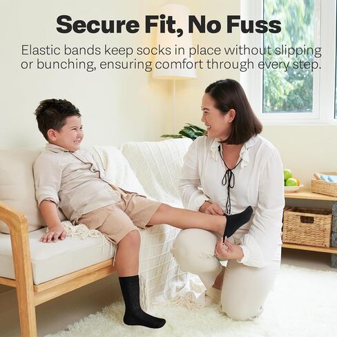 Debra Weitzner Kids Cotton Socks 4-12 Years Boys & Girls - Black and White Soft Kids Crew Socks Seamless Toe - 6 Pairs in Kuwait