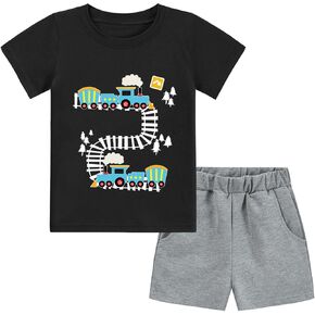 Tkria Toddler Boys Clothes Summer Outfits Kids Cotton Tshirt and Shorts Set 2-7T