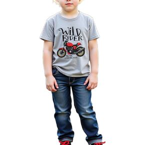 Boys' Short Sleeve T-Shirt and Jeans Set - graph Print 2-Piece Outfits for 2-8 Years (Orange,140,nt2105)