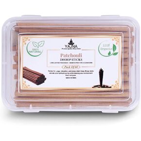 Yajna Patchouli-100%-Natural-Incense-Bambooless-Dhoop-Sticks Handmade-Organic-Chemicals-Free for-Purification-Relaxation-Positivity-Yoga-Meditation The-Best-scents-4.5-Inches-60-Count