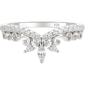 Wuziwen Vintage Crown Wedding Bands for Women Curved Infinity Eternity Rings for Her 925 Sterling Silver Cubic Zirconia