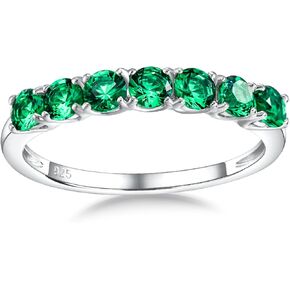 Birthstone Band Band Beaternity Rings 925 Sterling Silver Rings Rings قابل للتكديس خواتم الخطبة الزركوني المكعبة التي تم إنشاؤها العقيق/الجمشت/الياقوت حلقة الحجر 7 ، الحجم من 6 إلى 10