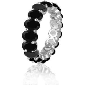 Verona Jewelers Womens Rhodium Plated Oval Cut CZ Eternity Band- 6MM Oval Cut Cubic Zironcia Eternity Band Promise Ring