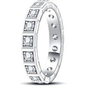 AnuClub Moissanite Wedding Band Eternity Rings for Men D Color VVS1 925 Sterling Silver Anniversary Band Ring with Certificate