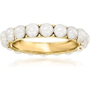 Ross-Simons 3.5mm Cultured Pearl Eternity Band in 18kt Gold Over Sterling. Size 7
