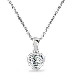B. BRILLIANT Sterling Silver Heart Bezel-Set Necklace & Dangle Leverback Earrings Set Made with AAA Cubic Zirconia