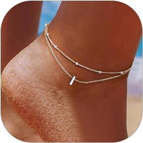 أساور Chicsilver في الكاحل للنساء مقاوم للماء ، 925 جنيه إسترليني الفضة من خلخال أولي للنساء ، مجوهرات شاطئية قابلة للتعديل للطبقة