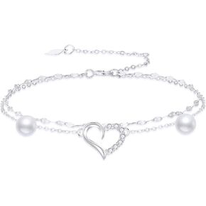 Sisgem Real 14k Gold Gold Natural Diamond Heart Anklet للنساء ، أحب أساور الكاحل لها ، 9+1+1 بوصة