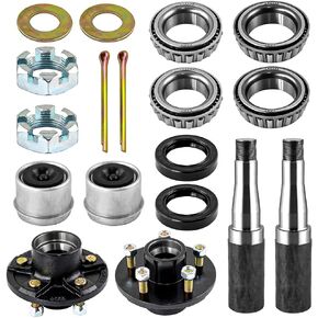 Trailer Idler Hub Kit 3500 lbs with 5-5" Bolt Circle Hub,for Wheel Round 84 with 1.75" Straight Trailer Axle Spindles & Bearings, Trailer Hub Kits