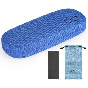 Glasses Case Hard Shell Eyeglass Case with Clean Cloth Unisex Glass Cases Reading Glasses Case for Women Men