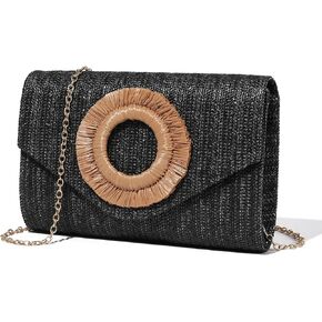 Kseymeir Straws Clutch محافظ حقيبة Raffia Beach Bag المنسوجة الصيفية محافظ حقيبة Crossbody Straw