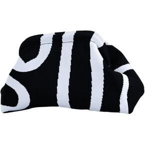 Women Colorblock Dumpling Clutch - Contrast Color Knitting Casual Summer Beach Bag