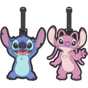 Disney Stitch and Angel 2-Piece Suitcase ID Tag Set with Adjustable Straps, Multi, One Size