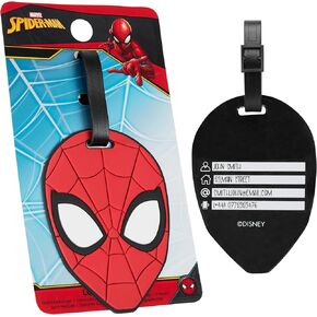 Marvel Luggage Tag for Suitcase, Baggage Identification Tag for Travel with Name Address (Red Spiderman)