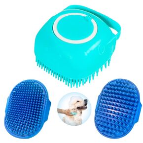 Lilpep 3PCS Dog Brush | Dog Bath Shampoo brush |Dog Shower/Grooming/Washing Brush | Pet Bath Massage Brush |Scrubber Washing Brush with Adjustable Ring Handle for Short & Long Haired Dogs/Cats