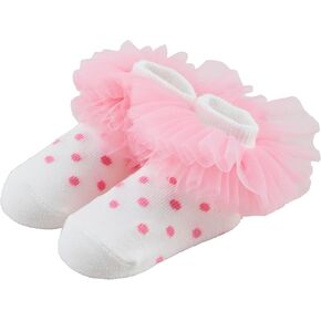 Mud Pie Children's Pink Dot Tutu Socks; 0-12M
