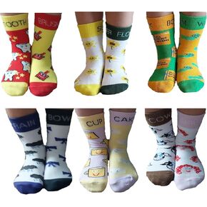 MIXIN IT UP COLLECTION Kids Crewcut Compound Word Socks - 6 أزواج - الحجم (S)