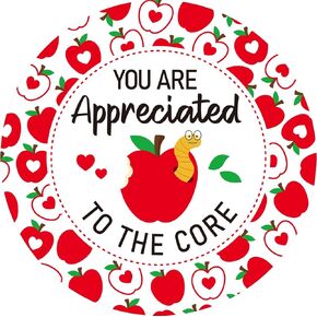 FaCraft Thank You Teacher Label Stickers 1.5" Teachers Day Appreciation Gifts Tags Apples Label Stickers End of Year Sticker for Envelope Seals Gift Wrap Boxes Cards Teacher Week Party Supplies