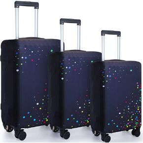 Sanwuta 3 PCS غطاء الأمتعة غطاء حقيبة الغسل غلاف حامي مضاد للخلل يناسب الأمتعة 18-28 بوصة ، 3 أحجام ، نمط النقطة الملونة
