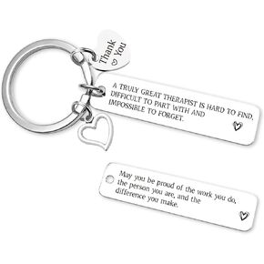 Therapy Gifts Keychain for Women Men - Thank You Keychains for OT PT Therapist, Slp Mental Health Mentor Appreciation Gift